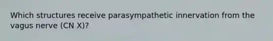 Which structures receive parasympathetic innervation from the vagus nerve (CN X)?