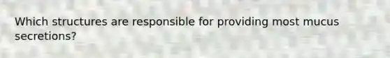 Which structures are responsible for providing most mucus secretions?