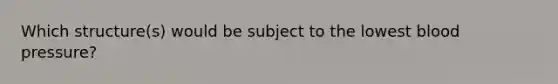 Which structure(s) would be subject to the lowest <a href='https://www.questionai.com/knowledge/kD0HacyPBr-blood-pressure' class='anchor-knowledge'>blood pressure</a>?