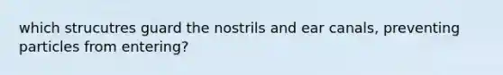 which strucutres guard the nostrils and ear canals, preventing particles from entering?