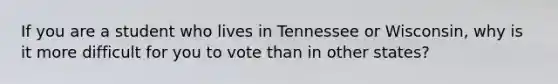 If you are a student who lives in Tennessee or Wisconsin, why is it more difficult for you to vote than in other states?