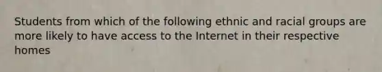 Students from which of the following ethnic and racial groups are more likely to have access to the Internet in their respective homes