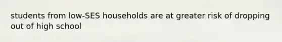 students from low-SES households are at greater risk of dropping out of high school