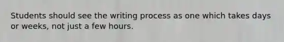 Students should see the writing process as one which takes days or weeks, not just a few hours.