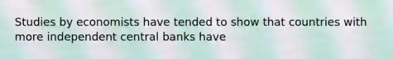 Studies by economists have tended to show that countries with more independent central banks have