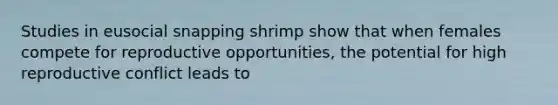 Studies in eusocial snapping shrimp show that when females compete for reproductive opportunities, the potential for high reproductive conflict leads to