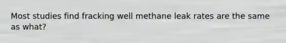 Most studies find fracking well methane leak rates are the same as what?