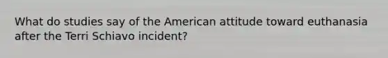 What do studies say of the American attitude toward euthanasia after the Terri Schiavo incident?