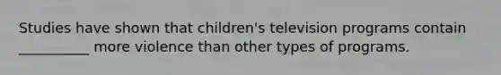 Studies have shown that children's television programs contain __________ more violence than other types of programs.