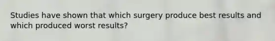 Studies have shown that which surgery produce best results and which produced worst results?