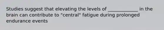 Studies suggest that elevating the levels of _____________ in the brain can contribute to "central" fatigue during prolonged endurance events