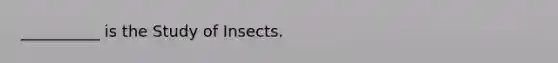 __________ is the Study of Insects.