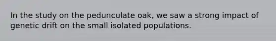 In the study on the pedunculate oak, we saw a strong impact of genetic drift on the small isolated populations.