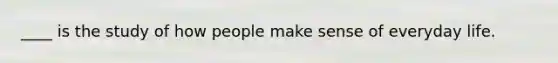 ____ is the study of how people make sense of everyday life.