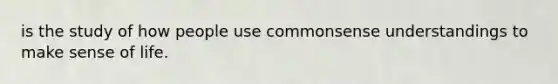 is the study of how people use commonsense understandings to make sense of life.