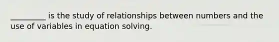 _________ is the study of relationships between numbers and the use of variables in equation solving.