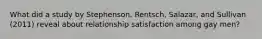 What did a study by Stephenson, Rentsch, Salazar, and Sullivan (2011) reveal about relationship satisfaction among gay men?