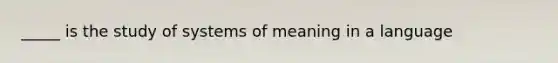 _____ is the study of systems of meaning in a language