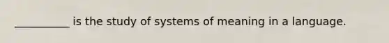 __________ is the study of systems of meaning in a language.