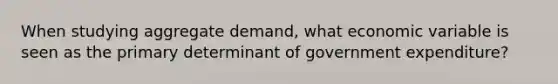 When studying aggregate demand, what economic variable is seen as the primary determinant of government expenditure?