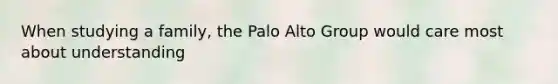 When studying a family, the Palo Alto Group would care most about understanding