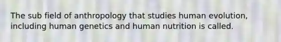 The sub field of anthropology that studies human evolution, including human genetics and human nutrition is called.