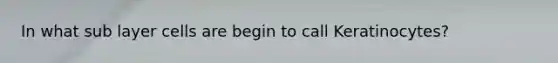 In what sub layer cells are begin to call Keratinocytes?