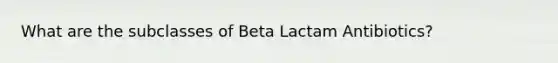 What are the subclasses of Beta Lactam Antibiotics?