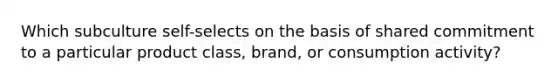 Which subculture self-selects on the basis of shared commitment to a particular product class, brand, or consumption activity?