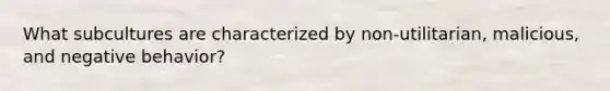 What subcultures are characterized by non-utilitarian, malicious, and negative behavior?