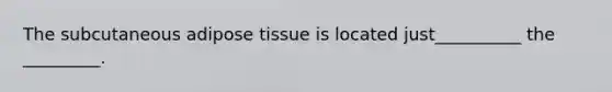 The subcutaneous adipose tissue is located just__________ the _________.