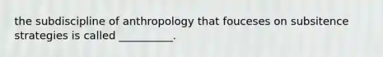 the subdiscipline of anthropology that fouceses on subsitence strategies is called __________.