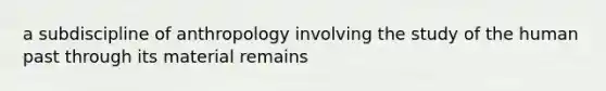 a subdiscipline of anthropology involving the study of the human past through its material remains