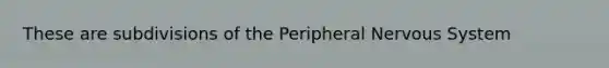 These are subdivisions of the Peripheral <a href='https://www.questionai.com/knowledge/kThdVqrsqy-nervous-system' class='anchor-knowledge'>nervous system</a>