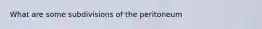 What are some subdivisions of the peritoneum