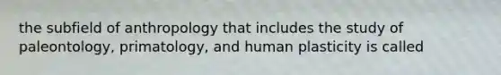 the subfield of anthropology that includes the study of paleontology, primatology, and human plasticity is called
