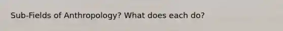 Sub-Fields of Anthropology? What does each do?