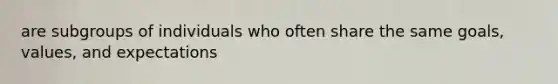 are subgroups of individuals who often share the same goals, values, and expectations