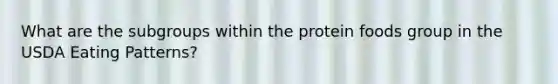 What are the subgroups within the protein foods group in the USDA Eating Patterns?