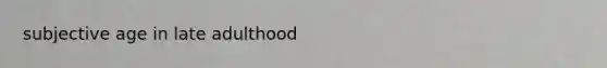 subjective age in late adulthood