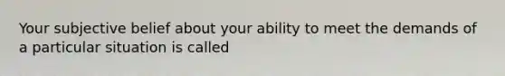 Your subjective belief about your ability to meet the demands of a particular situation is called