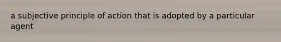 a subjective principle of action that is adopted by a particular agent