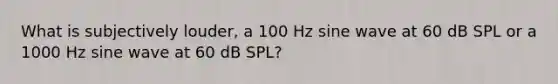 What is subjectively louder, a 100 Hz sine wave at 60 dB SPL or a 1000 Hz sine wave at 60 dB SPL?