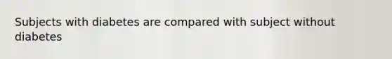Subjects with diabetes are compared with subject without diabetes