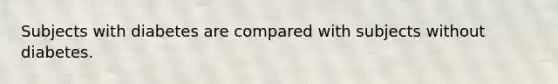 Subjects with diabetes are compared with subjects without diabetes.