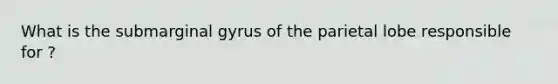 What is the submarginal gyrus of the parietal lobe responsible for ?