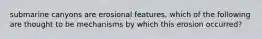 submarine canyons are erosional features. which of the following are thought to be mechanisms by which this erosion occurred?