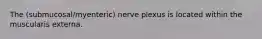 The (submucosal/myenteric) nerve plexus is located within the muscularis externa.