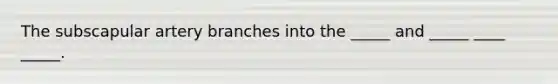 The subscapular artery branches into the _____ and _____ ____ _____.