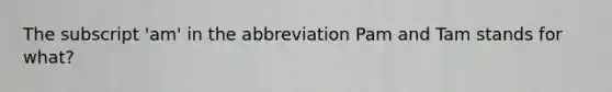 The subscript 'am' in the abbreviation Pam and Tam stands for what?